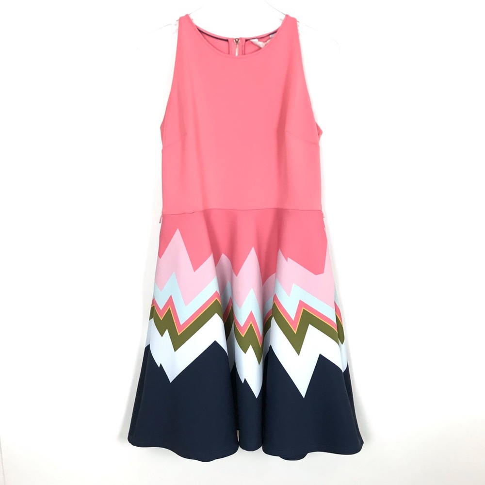 Ted Baker Aurella chevron print coral skater dress